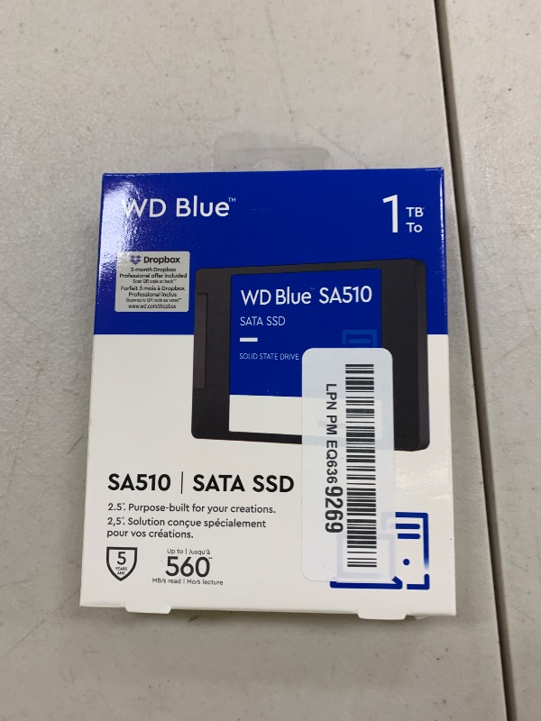 Photo 1 of Western Digital 1TB WD Blue SA510 SATA Internal Solid State Drive SSD - SATA III 6 Gb/s, 2.5"/7mm, Up to 560 MB/s - WDS100T3B0A