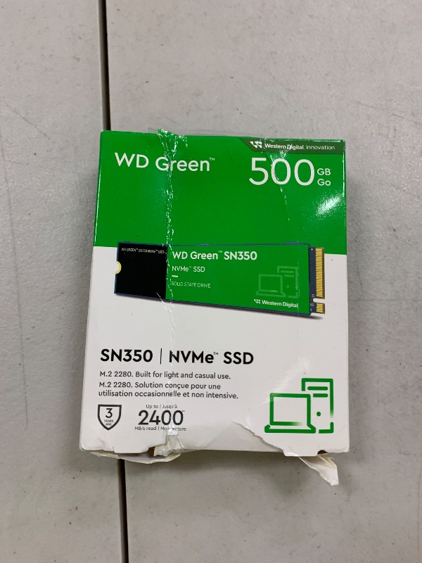 Photo 1 of Western Digital 500GB WD Green SN350 NVMe Internal SSD Solid State Drive - Gen3 PCIe, M.2 2280, Up to 2,400 MB/s - WDS500G2G0C