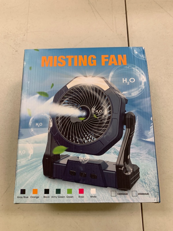 Photo 1 of Ausic Portable Misting Camping Fans, [Max 35H Runtime] Outdoor Cooling Fan for Patios, 8 Inch Battery Operated Rechargeable Fans, Water Spray Fan with LED Light, Travel Beach Camp Essential