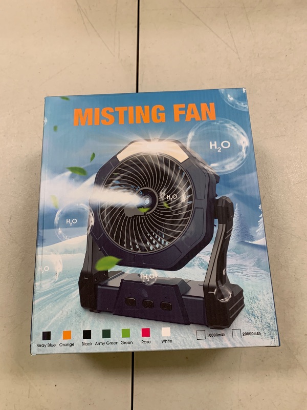 Photo 1 of Ausic Portable Misting Camping Fans, [Max 35H Runtime] Outdoor Cooling Fan for Patios, 8 Inch Battery Operated Rechargeable Fans, Water Spray Fan with LED Light, Travel Beach Camp Essential