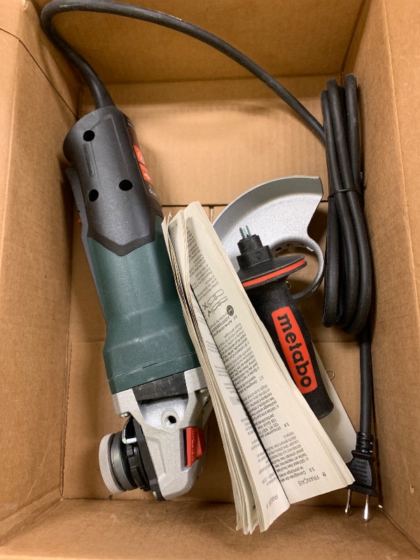 Photo 1 of Metabo 5-Inch Angle Grinder, 11 Amp, 11,000 RPM, Lock-on Slide Switch, Made in Germany, W 11-125 Quick, 603623420, Green
