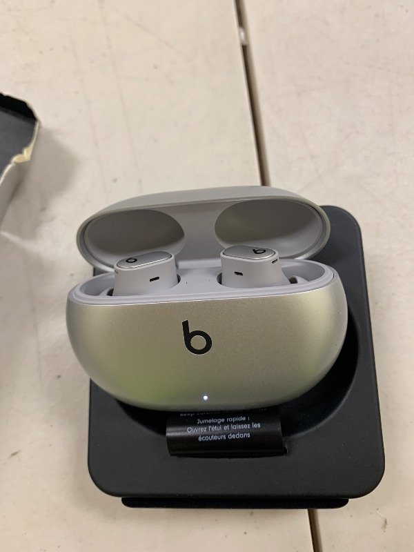 Photo 1 of Beats Studio Buds + | True Wireless Noise Cancelling Earbuds, Enhanced Apple & Android Compatibility, Built-in Microphone, Sweat Resistant Bluetooth Headphones, Spatial Audio - Cosmic Silver

