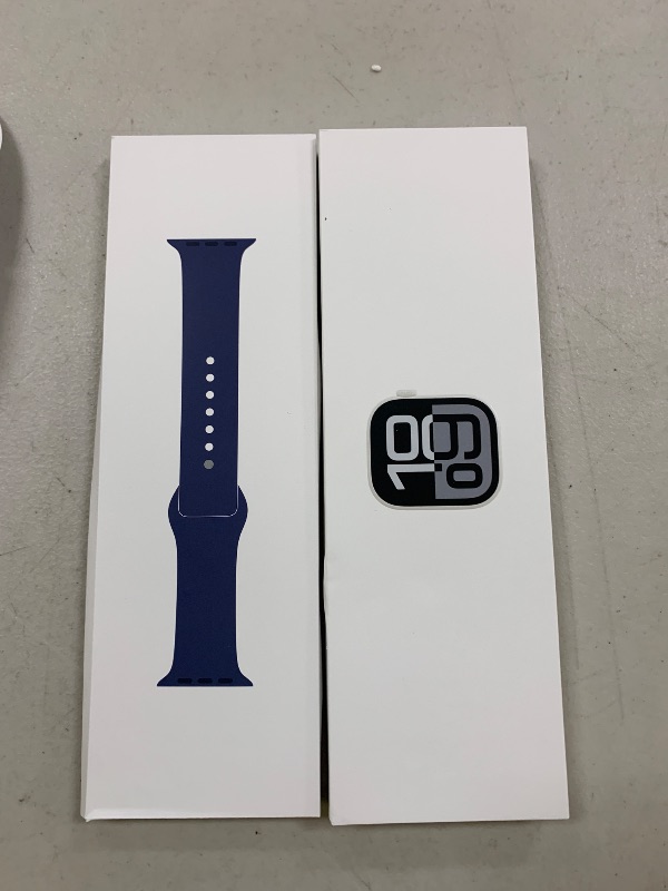 Photo 1 of Apple Watch Series 10 [GPS 42mm case] Smartwatch with Silver Aluminium Case with Denim Sport Band - S/M. Fitness Tracker, ECG App, Always-On Retina Display, Water Resistant
