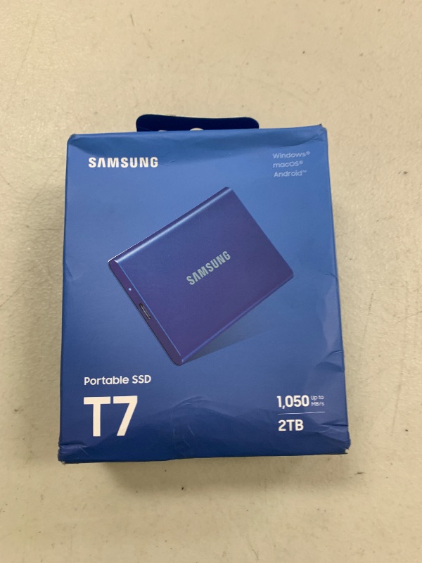 Photo 1 of SAMSUNG T7 Portable SSD, 2TB External Solid State Drive, Speeds Up to 1,050MB/s, USB 3.2 Gen 2, Reliable Storage for Gaming, Students, Professionals, MU-PC2T0H/AM, Blue
