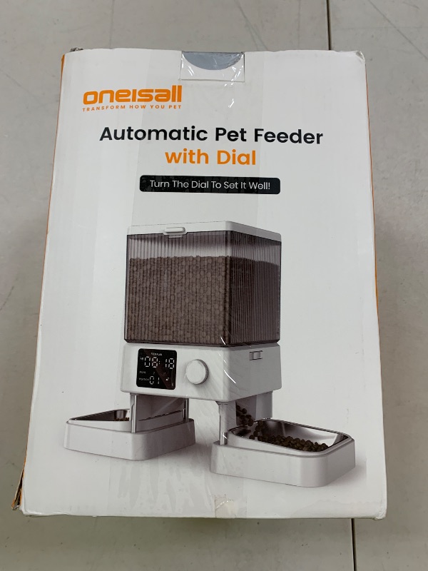 Photo 1 of oneisall Automatic Cat Feeder for 2 Cats, 20 Cups/5L Automatic Cat Food Dispenser for Small Pets Indoor, Timed Cat Feeder for Dry Food(White)