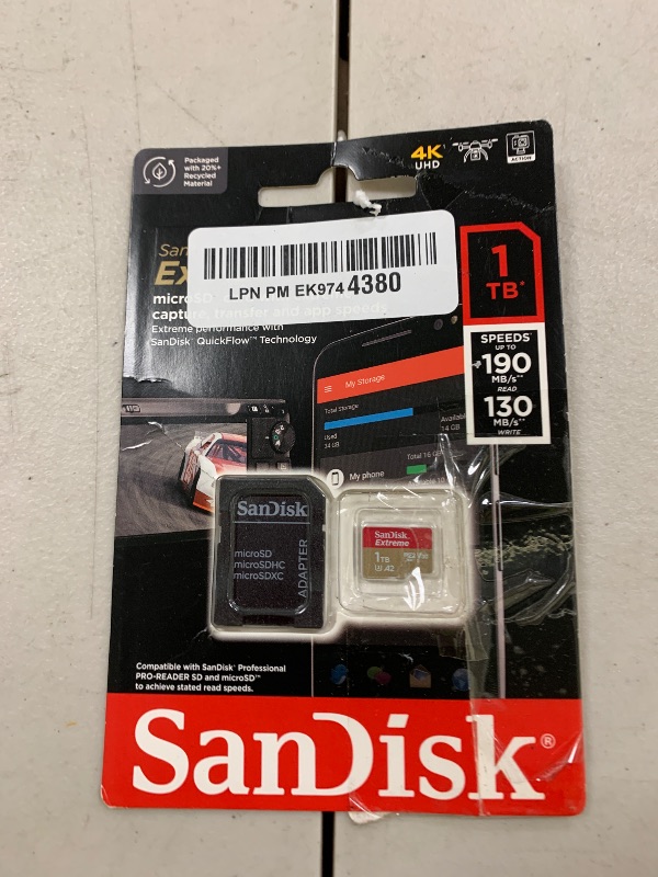 Photo 1 of SanDisk 1TB Extreme microSDXC UHS-I Memory Card with Adapter - Up to 190MB/s