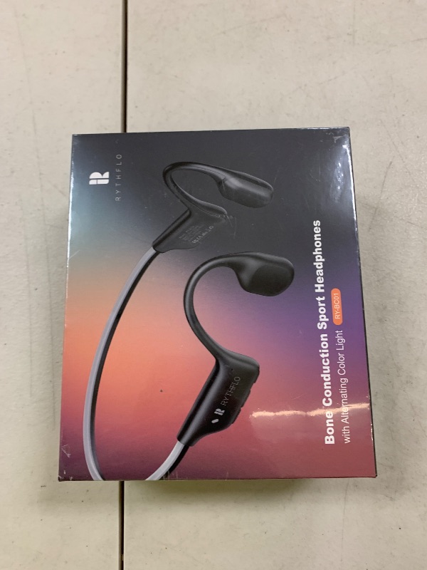 Photo 1 of Rythflo Bluetooth 5.3 Headphones, Bone Conduction Headphones w/Mic Open Ear Wireless Earbuds w/Light Bar for Running, IPX7 Waterproof 32GB MP3 for Cycling, 8Hrs Playtime Earphones for Sports Workouts