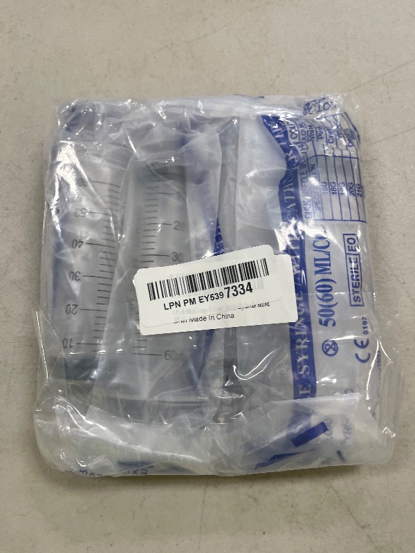 Photo 1 of 4 Pack 60mL Large Syringe for Liquid with Tip Cap, Plastic Liquid Syringes Individually Sterile Sealed