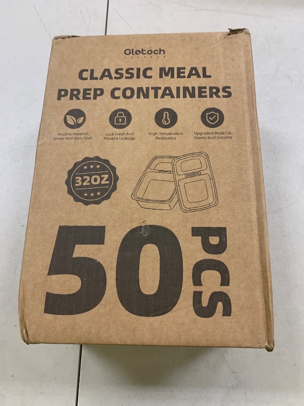 Photo 1 of Glotoch 50 Pack 32 oz Meal Prep Containers Reusable, 2 Compartment Food Containers with Lids To Go Containers, Lunch-Microwave, Freezer, Dishwasher Safe
