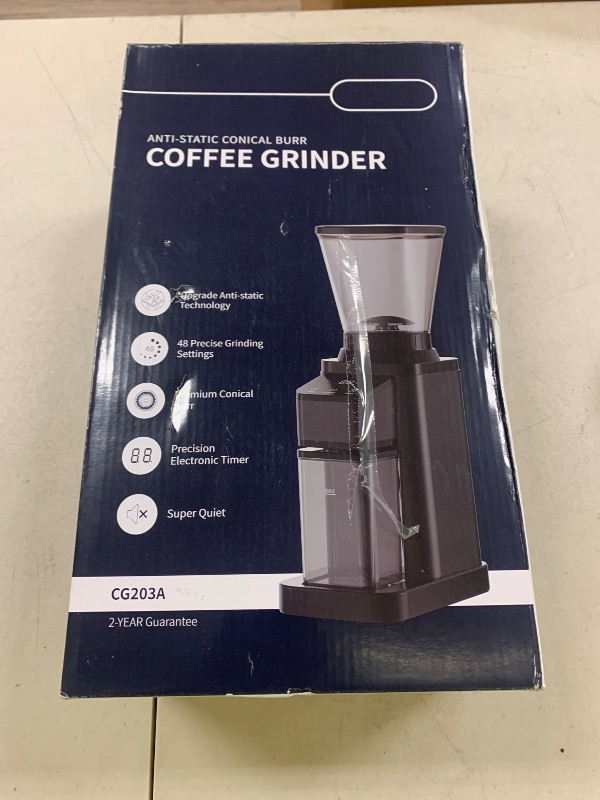 Photo 1 of SHARDOR Professional Conical Burr Coffee Grinder, Coffee Bean Grinder with 48 Grind Settings for Espresso, Drip & French Press, Upgraded Anti-Static Technology, Precision Timer, Black