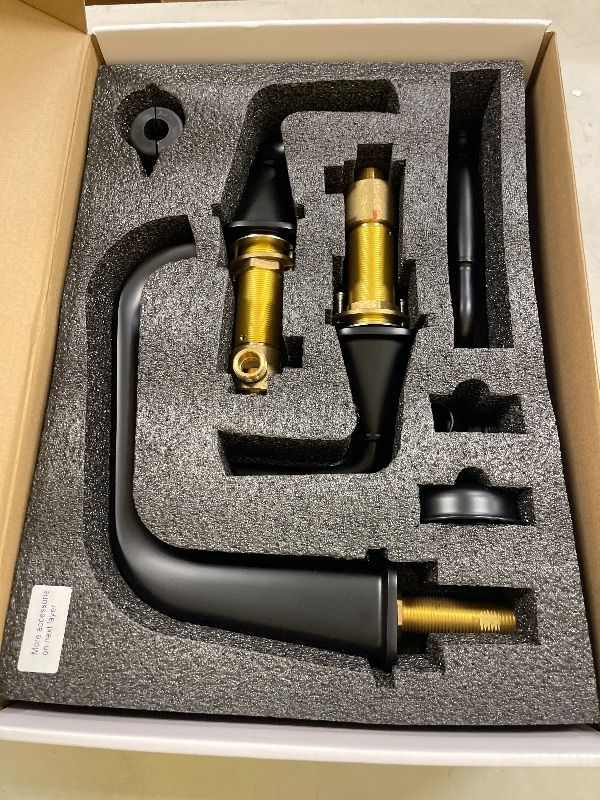 Photo 1 of Roman tub Faucet with Sprayer, Qinkell Tub Faucet Set with Valve, 5 Hole Deck Mount Tub Faucets, 3 Handle High Flow Tub Filler with Hand Shower and Supply Lines Matte Black
