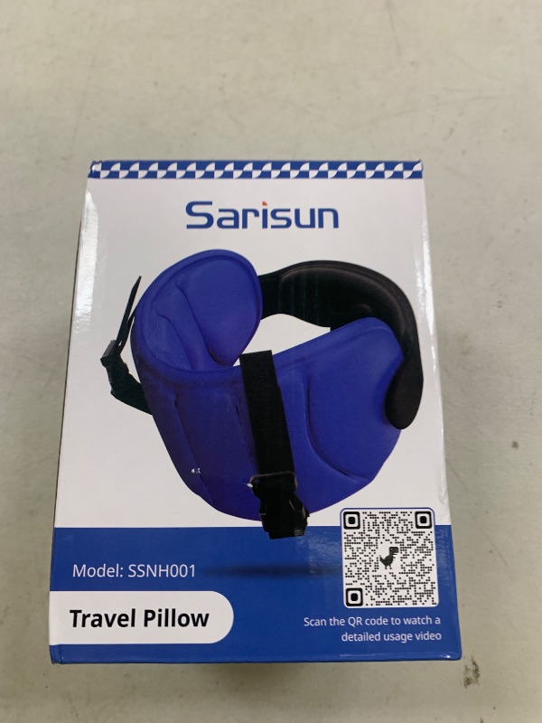 Photo 1 of SARISUN Travel Pillows for Airplanes, Airplane Pillow for Long Flight, Airplane Head Strap with Eye Mask for Sleep, Travel Neck Pillow for Car Road Trip, 360° Support Headrest, Stop Bobblehead, Black