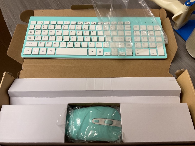 Photo 1 of cimetech Wireless Keyboard and Mouse Combo, Compact Full Size Wireless Keyboard and Mouse Set 2.4G Ultra-Thin Sleek Design for Windows, Computer, Desktop, PC, Notebook, Laptop - Blue