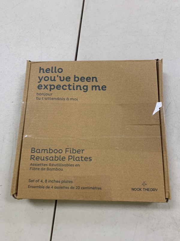 Photo 1 of Nook Theory 4 Pack Reusable Bamboo Plates - Non-Toxic Toddler and Kids Plate, Dishwasher Safe, Not Microwavable Dinnerware (Celebration 8")