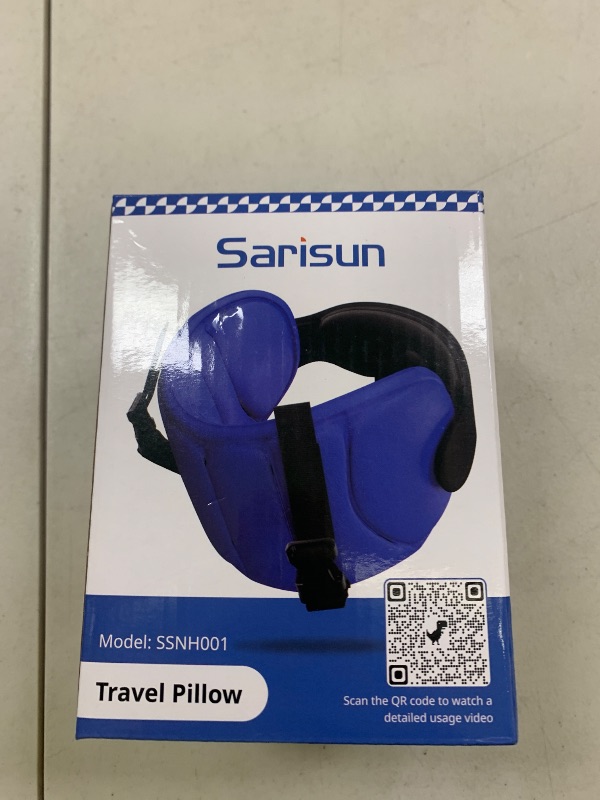 Photo 1 of SARISUN Travel Pillows for Airplanes, Airplane Pillow for Long Flight, Airplane Head Strap with Eye Mask for Sleep, Travel Neck Pillow for Car Road Trip, 360° Support Headrest, Stop Bobblehead, Black