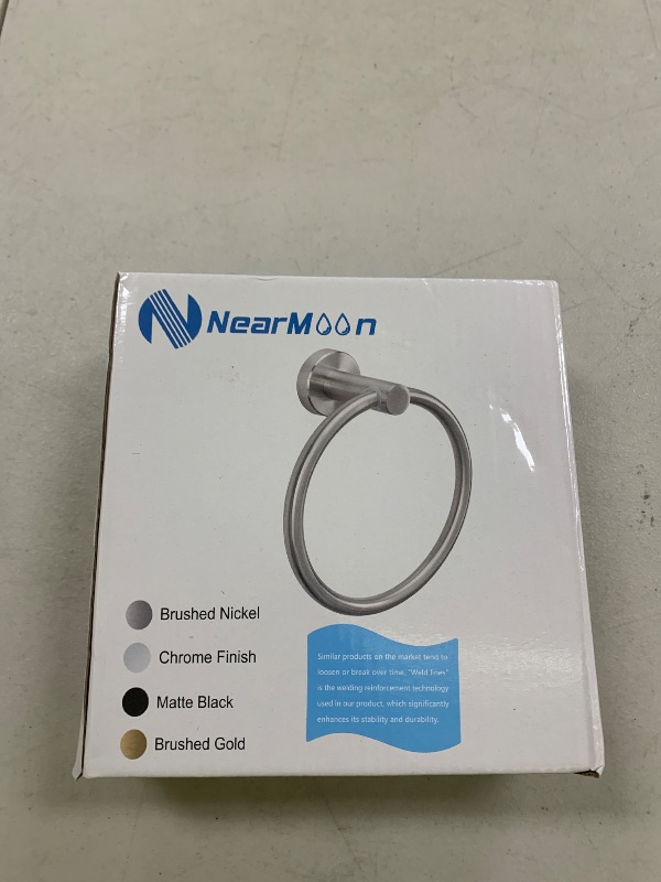 Photo 1 of NearMoon Bath Towel Ring, Bathroom Hardware Accessories-Thicken Stainless Steel Hand Towel Holder for Bathroom, Modern Round Towel Hanger Wall Mounted (Brushed Nickel, 1 Pack)