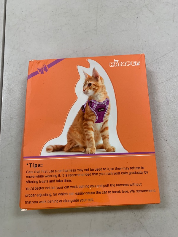 Photo 1 of Halypet Cat Harness and Leash Set [MAX Safety 4th-Gen Upgrade] Escape Proof Adjustable Cat Leash Comfortable Soft Vest Easy to Wear Kitten Harness with Reflective Strip for Cats Walking, S Orange