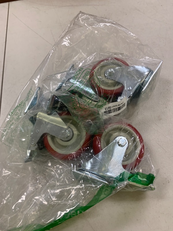 Photo 1 of 4 Inch Heavy Duty Swivel Caster Wheels with Brake, Set of 4, Industrial Locking Rolling Plate Casters Wheels for Furniture, Cart, Table and Workbench, Easily Load 2200lbs
