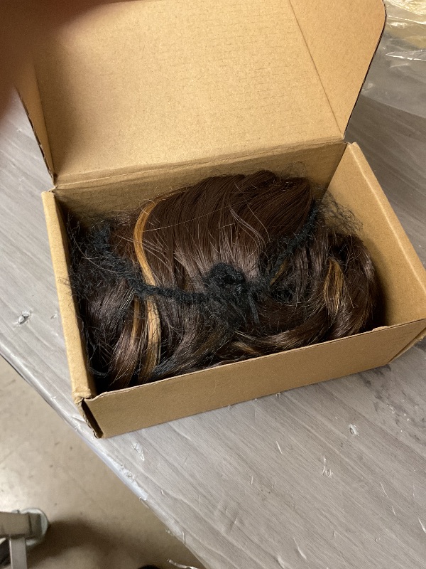 Photo 1 of REECHO 9" Short Ponytail Extension, Classic Loose Curly Wavy Claw Clip Pony tails Hair Extensions HP001 Hairpieces for Women - Dark Brown with Highlights