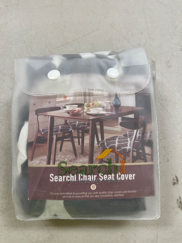 Photo 1 of SearchI Seat Covers for Dining Room Chairs Stretch Printed Chair Seat Covers Set of 4, Removable Washable Upholstered Chair Seat Protector Cushion Slipcovers for Kitchen, Office(Grey+White)