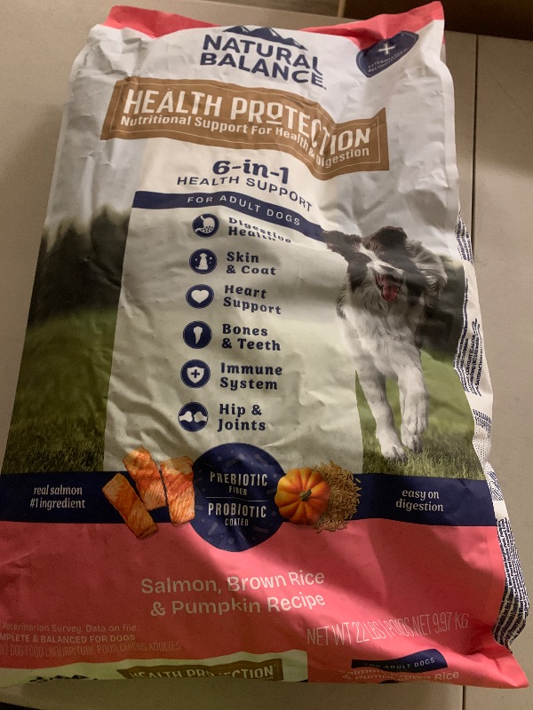 Photo 1 of Natural Balance Health Protection Dry Dog Food – Whole Body Health, Easy on Digestion Dog Food Made with Salmon, Brown Rice & Pumpkin for Dogs - 22lbs.