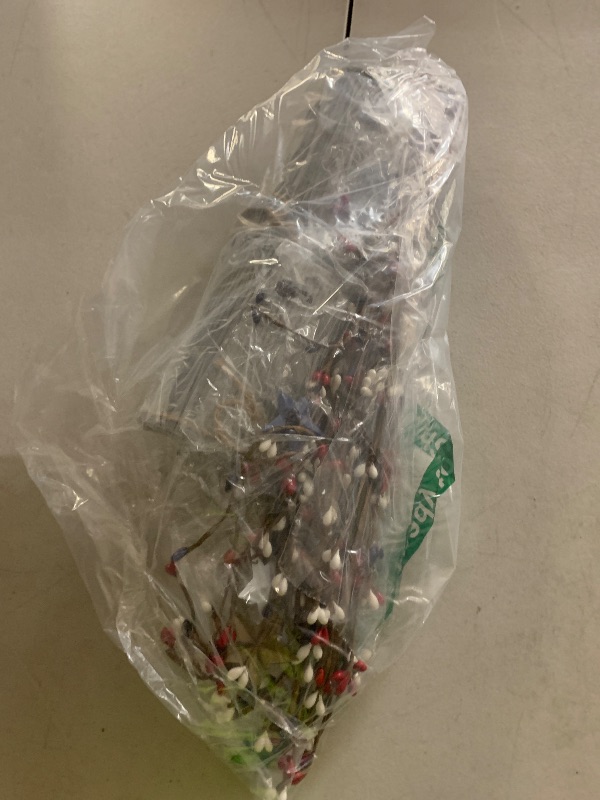 Photo 1 of 3 Sets Labor Day Tables Centerpieces Red White and Blue Labor Day Patriotic Decorations Include 6 Pcs 15.75 Inches Artificial Berry Stem Picks 3 Pcs Metal Flowers Vase for Home Office