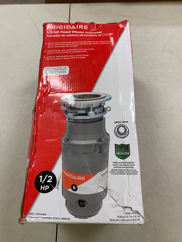 Photo 1 of Frigidaire 1/2 HP Direct Wire Garbage Disposal for Kitchen Sinks | FF05DISPD1, Gray