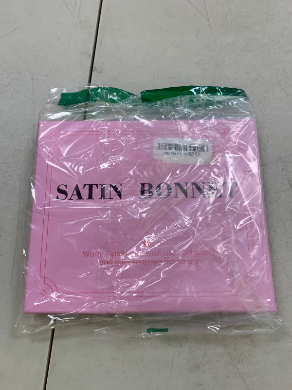 Photo 1 of Satin Bonnet Silk Bonnet for Sleeping Silk Sleep Cap Double Layer Hair Bonnet with Elastic Tie Band for Curly Hair Night Cap (Black Flower + Black)