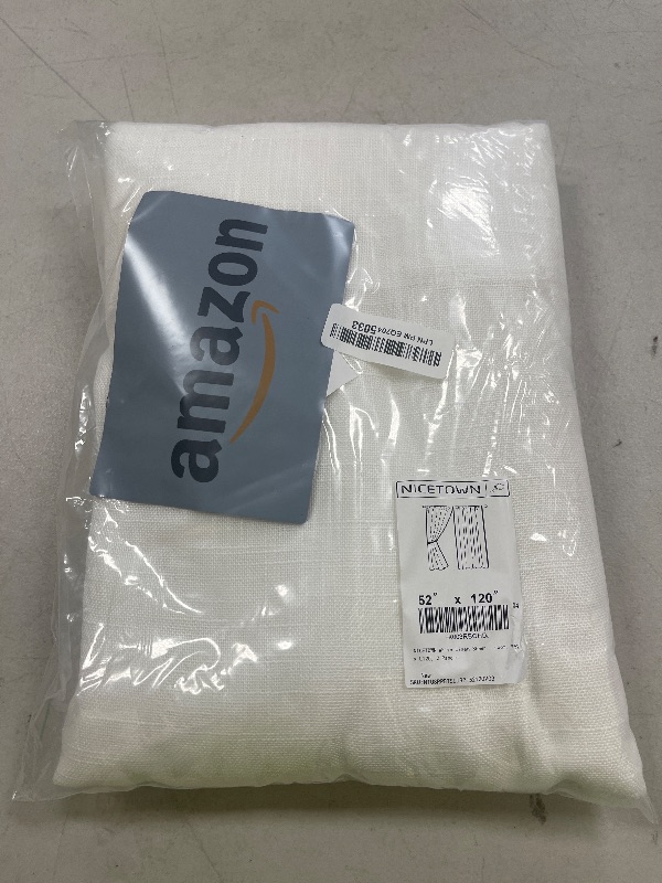 Photo 1 of NICETOWN White Linen Sheer Living Room Curtains 120 inch Long, Rod Pocket & Back Tab Semi Sheer Window Treatment Privacy with Light Filtering Drapes for Bedroom, W52 x L120, 2 Panels
