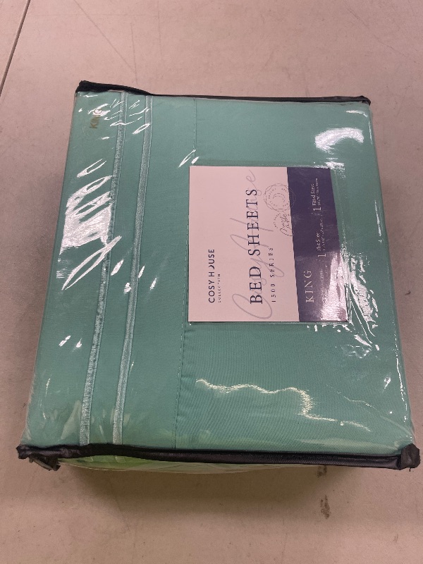 Photo 1 of Cosy House Collection Everyday 1500 Series Bed Sheet Set - Ultra Soft & Cool Hotel Bedding - Deep Pocket - Wrinkle, Stain and Fade Resistant - 4 Piece Set (King, Pastel Green)