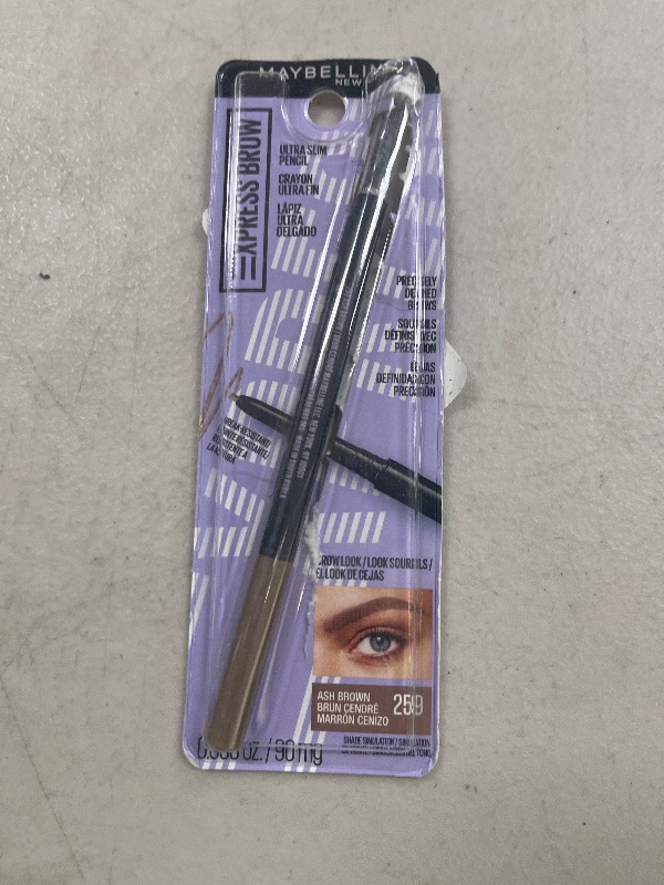 Photo 1 of Maybelline Express Brow Ultra Slim Eyebrow Makeup, Brow Pencil with Precision Tip and Spoolie for Defined Eyebrows, Ash Brown, 1 Count