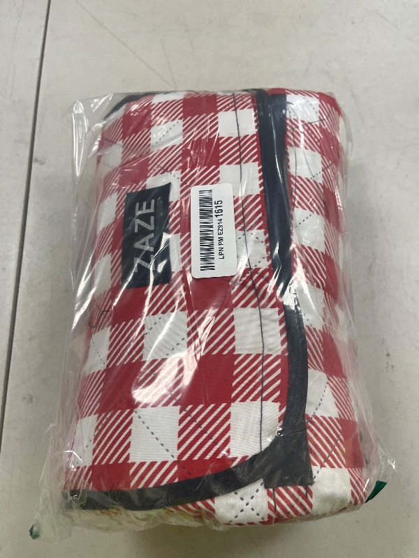 Photo 1 of ZAZE Picnic Blanket Extra Large Waterproof, 80''x80''Checkered Picnic Blankets Beach, Outdoor, Camping on Grass Accessories Couple Ideas Wedding Registry Gifts (Red and White)