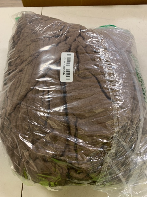 Photo 1 of Vessia Flannel Fleece Queen Size Blanket(90x90 inch), 300GSM Cozy Brown Stripe Bed Blanket for Couch, Sofa and Bed, Warm and Soft Chocolate Microfiber Ribbed Decor for All Season