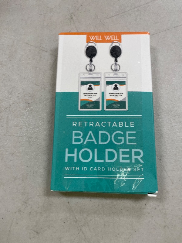Photo 1 of Will Well ID Badge Holders with Clip and Keyring - Vertical Clear Plastic 2.52" x 3.58" Sleeves Fit Up to 3 Cards - Retractable 24" UHMWPE Fiber Pull Cords for Easy Access - 2-Pack, Black Reels
