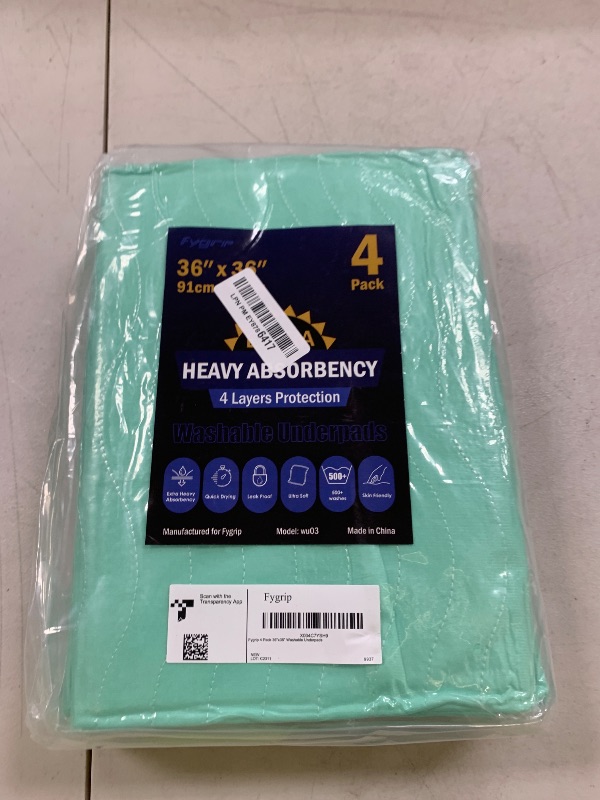 Photo 1 of 4 Pack 36” x 36” Extra Heavy Absorbency Washable Underpads, Waterproof Quick Drying Nursing Pads Incontinence Bed Pads, Reusable Washable Pee Pads for Dogs, Diaper Changing & Adults