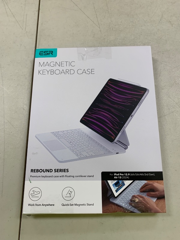 Photo 1 of ESR iPad Air 13 Inch Case Keyboard (M3/M2, 2025/2024) &iPad Pro 12.9 inch (3/4/5/6th Gen) Magic Keyboard, Easy-Set Floating Cantilever Stand, Precision Multi-Touch Trackpad, Rebound Series, White