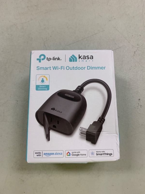 Photo 1 of Kasa Outdoor Smart Dimmer Plug, IP64 Plug- in Dimmer for Outdoor String Lights, Compatible with Alexa, Google Assistant & SmartThings, Long Wi-Fi Range 2.4Ghz, No Hub Required, ETL Certified(KP405)