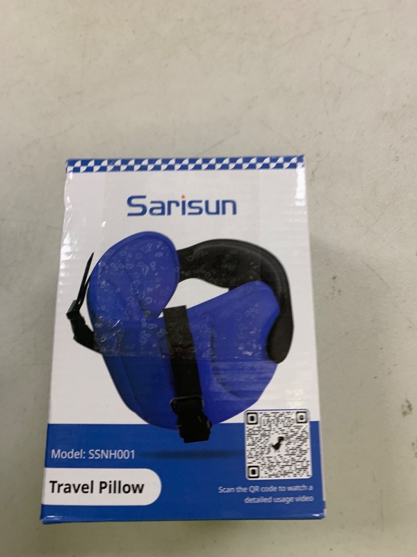 Photo 1 of SARISUN Airplane Pillow Combo with Chin Strap, Travel Pillows for Airplanes with Sleep Eye Mask, Plane Pillow for Long Flights, Car Road Trip, 360° Headrest, Stop Bobblehead, Black