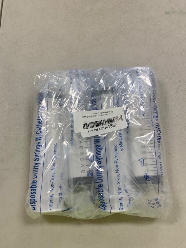 Photo 1 of 4 Pack 150mL Large Syringe for Liquid with Tip Cap, Plastic Liquid Syringes Individually Sterile Sealed