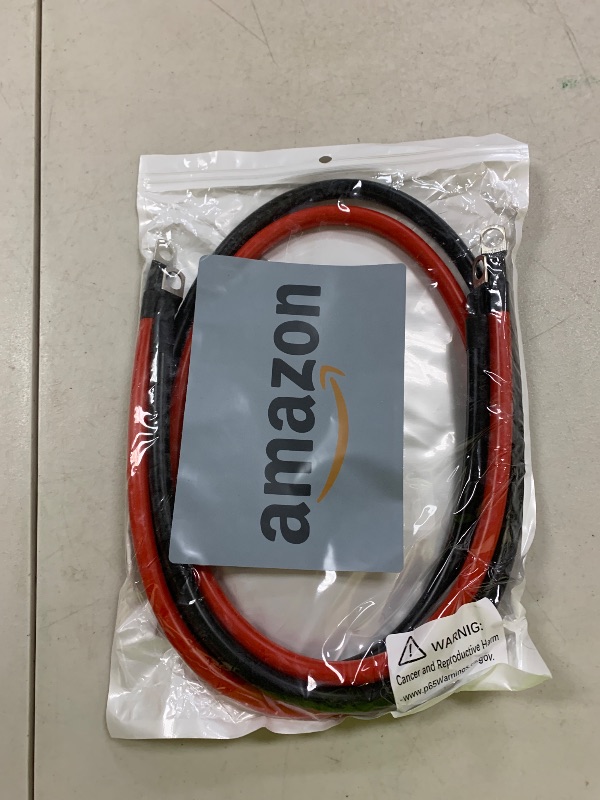 Photo 1 of 4 AWG Battery Cable 4FT 4 Gauge Pure Copper Battery Inverter Cables with 3/8 in Lugs Both Ends Power Inverter Wire Set for Automotive Solar Power Inverter Marine Boat RV Car Motorcycle (4 FT)