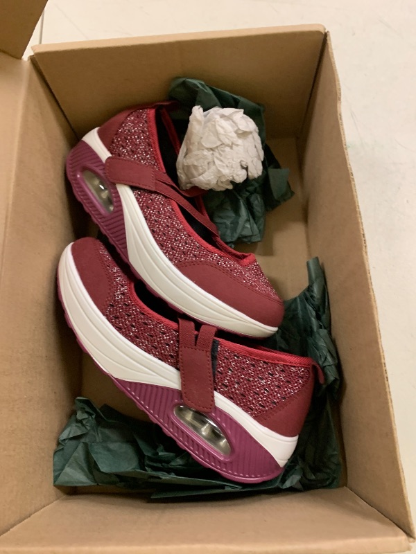 Photo 1 of Women's Comfortable Working Nurse Shoes Non-Slip Adjustable Breathable Walking Buffer Fitness Casual Nursing Orthotic Lightweight Shoes US/5.5 Ad-RED