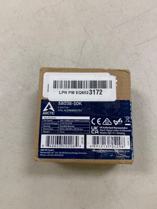 Photo 1 of ARCTIC S8038-10K - Server Fan, 80x80x38 mm, 500–10000 RPM, PWM Regulated, 4-pin Connector, 12 V DC, Rack Cooling Fan - Black