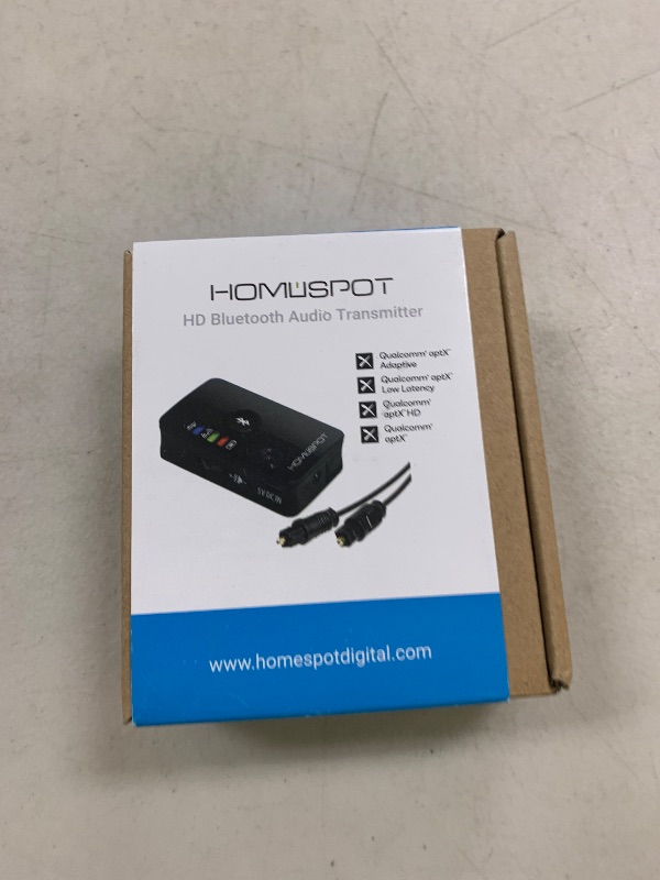 Photo 1 of HomeSpot Bluetooth 5.3 Transmitter Adapter for TV Audio Optical aptX Low Latency Delay, 3.5mm Aux RCA TOSLINK SPDIF Optical Input for Video Watching Home Stereo [Single Stream Version]