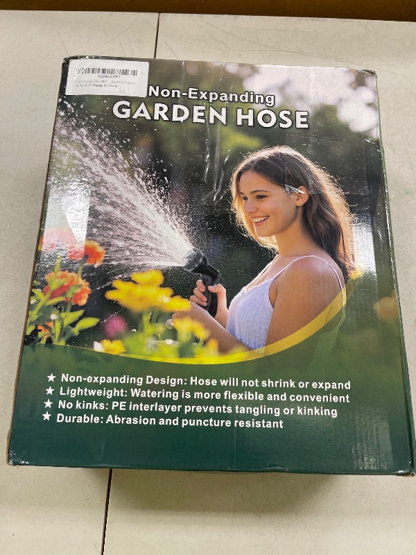 Photo 1 of Lipoliftco Garden Hose 100FT, Non-Expanding, Lightweight Hose With 8 Function Nozzle, Leak-Proof, No-Knot, Easy to Carry, Wear-Resistant, Sturdy, Flexible, 3/4GHT, Water Hose for Yard, Garden, Outdoor