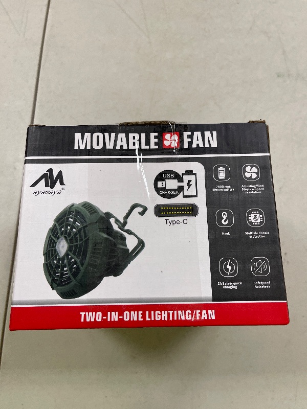 Photo 1 of ayamaya Rechargeable Camping Tent Fan with LED Light, Remote Control, 7800mAh Portable Camping Lantern Fan USB Desk Ceilling Fan for Car, Office, Hurricane Emergency Survival