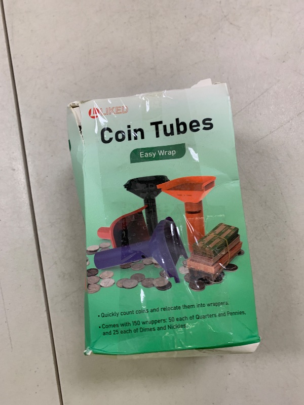 Photo 1 of L LIKED 150 Assorted Flat Striped Coin Wrappers & 4 Coin Sorters Tubes, Color-Coded Coin Counters, Easy to Load