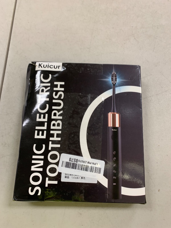 Photo 1 of Sonic Electric Toothbrush for Adults and Kids, Comes with 10 Brush Heads & Travel Case, 5 Modes with 2 Minutes Built in Smart Timer, One Charge for 90 Days, 42,000 VPM Motor (Black)