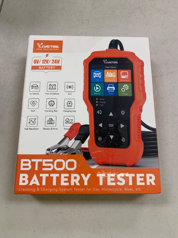 Photo 1 of Car Battery Tester 6V 12V 24V VDIAGTOOL BT500, 5-3000 CCA Battery Load Tester, Starter Alternator Tester Automotive Charging Cranking System Analyzer for Car Truck Motorcycle SUV ATV Boat