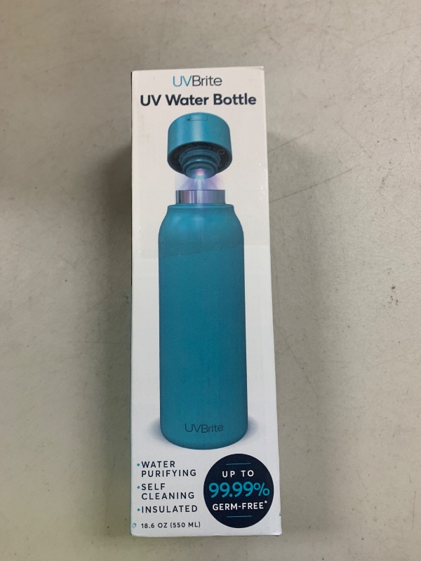 Photo 1 of UVBRITE UV self-Cleaning and Water-Purifying Bottle -18.6 Ounce Insulated Rechargeable Stainless-Steel Tumbler w/Safety Lock Prevents Accidental Exposure for Outdoor and Emergency use