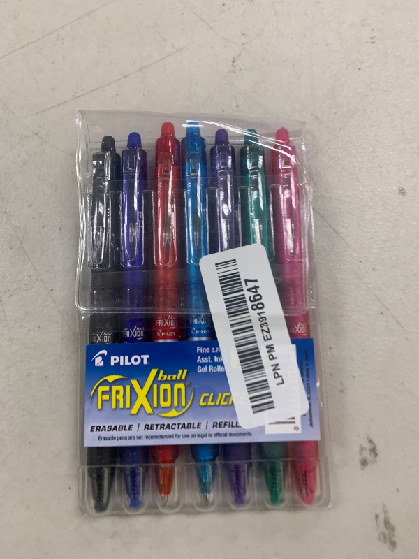 Photo 1 of Pilot FriXion Erasable Gel Pens, Fine Point 0.7 mm Erasable Pens, Pack of 7 Assorted Colors
